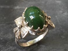 Jade Ring, Natural Jade, August Birthstone, Ribbon Ring, Green Jade Ring, Genuine Jade, Vintage Rings, Jade, Antique Jade, Solid Silver Ring Green Jade Ring, Ribbon Ring, Antique Jade, Silver Ribbon, August Birthstone, Vintage Ribbon, Earrings Pendant, Jade Ring, Natural Jade