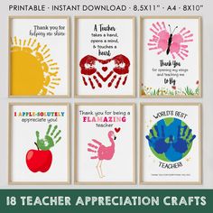 teacher appreciation cards with handprints on them