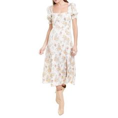 Questions? Leave A Comment Below! Square Neck Floral Midi Dress For Daywear, Fitted Mid-length Floral Dress For Brunch, Elegant Floral Square Neck Dress For Day Out, Floral Square Neck Dress For Daywear, Fitted Floral Print Midi Dress For Daywear, Floral Print Sheath Midi Dress For Garden Party, Casual Sheath Midi Dress For Brunch, Spring Sheath Midi Dress For Daywear, Spring Daywear Sheath Midi Dress