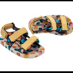 Mini Melissa Sandals Never Been Worn. Size 5 Toddler Fast Shipping Playful Non-slip Sandals With Round Toe, Playful Flat Sandals For The Beach, Playful Open Toe Sandals For The Beach, Playful Open Toe Beach Sandals, Playful Sandals For Summer Vacation, Playful Non-slip Sandals, Multicolor Rubber Sole Sandals For Summer, Multicolor Sport Sandals For Summer Beach, Playful Jelly Sandals For Summer Vacation