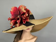 "Vogue hats are perfect for horse racing events, church, the Kentucky derby, weddings, garden tea parties and charity events. There is a tie on the inside of the hat that helps adjust the size from large to small. One size hat (20\" - 22\") Wired brim Brim is approx. 8\" Thank you very much for shopping  at my shop Have a great day" Adjustable Sun Hat For Kentucky Derby Formal Event, Fitted Straw Hat For Summer Races, Fitted Hats For Summer Races, Adjustable Straw Hat For Races, Fedora Straw Hat For Kentucky Derby And Church, Fedora Straw Hat For Church And Kentucky Derby, Kentucky Derby Fedora Straw Hat For Church, Fitted Sun Hat For Church And Kentucky Derby, Fitted Fedora Sun Hat For Races