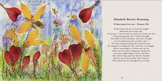 an image of a book page with flowers in the grass and words written on it