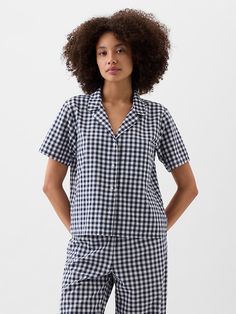 Poplin PJ Shirt Striped Set, Sleepwear & Loungewear, Sleep Shirt, Lapel Collar, Summer Wardrobe, Patch Pocket, Gingham, Gap, The Selection