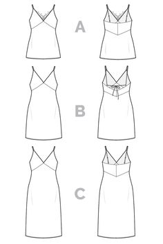 the front and back views of a dress