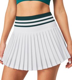 PRICES MAY VARY. Seamless support meets flowy movement. Our expanded 4.5" pleated tennis skirt with seamless waistband integrates with the weightless A-line pleats, delivering a flattering silhouette that moves with you. No more bulky seams digging in or causing irritation, so you can stay fully focused on your game without distractions. Beat the heat. Bring it cool. Feather light fabric with UV protection, you’ll be cool as a cucumber on the hottest days. This lightweight tennis skirt gives you White Tennis Skirt With Pleated Hem, White Mini Length Tennis Skirt With Pleated Hem, White Pleated Tennis Skirt With Short Inseam, Casual Pleated Tennis Skirt With 4-way Stretch, White 4-way Stretch Tennis Skirt For Sports, Cool As A Cucumber, Athletic Skirt, Pleated Tennis Skirt, Match Point