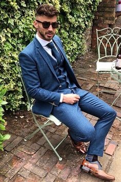 TV Star Jake Quickenden in Dion Blue Tweed Check Suit Winter Wedding Suit, Jake Quickenden, Blue Tweed Suit, Men Tuxedo, Suit 3 Piece, Tweed Men, Donald Sutherland, Elegant Wear, Smen