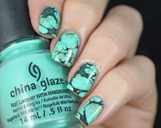 Camo Nails, Stone Nail Art, Mint Nails, China Nails, Nails Opi, Turquoise Nails, Marble Nails, Hot Nails