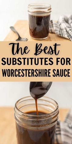 chocolate sauce being poured into a jar with the words, the best substitutes for