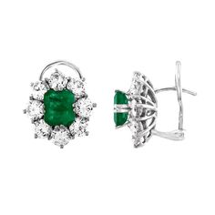 Stunning Emerald Earrings The earrings are 18K White Gold There are 4.00 Carats in Diamonds E/F VS/SI There are 2.50 Carats in Emeralds The earrings measure 0.50" wide The earrings weigh 7.8 grams Gia Certified Cluster Earrings For Formal Occasions, Classic Clip-on Cluster Earrings For Formal Occasions, Classic Clip-on Cluster Earrings For Formal Events, Anniversary White Gold Clip-on Earrings, Emerald Gold Earrings, Emerald Stud Earrings, Luxurious Jewelry, Heritage Jewellery, Emerald Earrings Studs