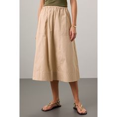 Beige cotton (100% Cotton). Skirt. Pull-on closure. 31.5" from shoulder to hemline. Imported. Zipper Skirt, Rent The Runway, Mid Length Skirts, Closet Designs, Cotton Skirt, Mid Length, Zipper, Skirt, Fashion Design