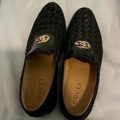 Black Gucci Church Shoes With No Scratches And Also In A Good In Condition Gucci Black Round Toe Dress Shoes, Gucci Black Custom Sneakers With Round Toe, Gucci Black Designer Leather Shoes, Gucci Modern Black Loafers, Luxury Black Gucci Men's Shoes, Church's Shoes, Gucci Black, Gucci Shoes, Loafer Shoes