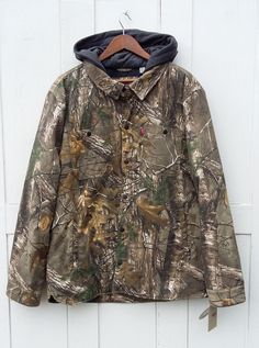 Camouflage Hooded Outerwear With Double-lined Hood, Military Style Camouflage Utility Jacket With Pockets, Military Camouflage Outerwear With Buttons, Camouflage Military Jacket, Line Branding, Military Camouflage Hooded Jacket For Outdoor, Hooded Shirt, Cotton Quilts, Snap Button