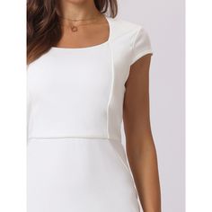 This dress can be a perfect addition to almost any outfit from formal to daily wear, great for work, meetings, office, businesses, work, parties, cocktails, weddings, casual, daily dressing, etc. Pair with high heels for a chic office look. Comfortable and versatile, this pencil dress is perfect on its own or as a layer under a blazer. Elegant Square Neck Mini Dress For Work, Elegant Stretch Bodycon Dress In Solid Color, Elegant Stretch Bodycon Dress For Office Wear, Elegant Stretch Bodycon Dress With Square Neck, Formal Solid Color Bodycon Mini Dress, Elegant Bodycon Dress With Square Neck, Elegant Solid Color Sheath Bodycon Dress, Elegant Bodycon Mini Dress For Office, Elegant Sheath Bodycon Dress In Solid Color