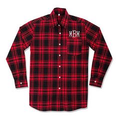 Personalized Embroidered Red Plaid Button Down Shirt for Bridesmaids Bridal Intimates, Bride Hoodie, Bridal Flip Flops, Bridesmaid Tshirts, Bridal Shirts, Monogram Shirts, Bridesmaid Shirts, Bride Shirts, Boyfriend Shirt