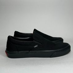 Vans Classic Slip-On Color: Triple Black Condition: New Item Number: Vn00eyebka Black Sporty Slip-ons With Cushioned Footbed, Black Low-top Slip-on Sneakers With Vulcanized Sole, Black Slip-ons With Vulcanized Sole For Streetwear, Black Branded Insole Slip-ons For Streetwear, Black Sporty Slip-ons With Rubber Sole, Sporty Black Slip-ons With Cushioned Footbed, Black Low-top Slip-ons With Vulcanized Sole, Black Slip-on Sneakers With Vulcanized Sole, Black Slip-on Sneakers For Streetwear With Round Toe