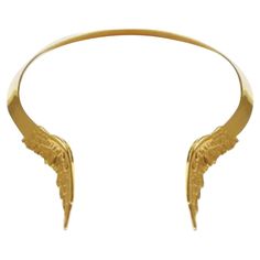 Wing Choker Necklace Plated on Brass. Made in America. Additional Information: Material : Brass Dimensions: W 5.5 x L 6.5 x H 0.38 in Wing Accessories, Angel Jewelry, Wing Necklace, Fantasy Jewelry, Choker Necklace, Plating, Brass, Jewelry Necklaces, Gold