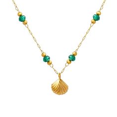 Elegant Oceanic Charm: Gold Plated Waterdrop Sea Shell & Green Bead Necklace Embody the serene beauty of the ocean with this captivating Gold Plated Waterdrop Sea Shell & Green Bead Necklace. Combining natural elegance with luxurious sophistication, this stunning piece is perfect for beach lovers and coastal chic enthusiasts. Make a splash with this captivating Gold Plated Waterdrop Sea Shell & Green Bead Necklace, embracing the ocean's beauty and sophistication. Design & Features: - Delicate go Party Accessories Jewelry, Ocean Inspired Jewelry, Romantic Necklace, Green Beaded Necklace, Vintage Inspired Jewelry, Choker Pendant, Pearl Jewelry Necklace, Stone Beaded Necklace, Waterproof Jewelry