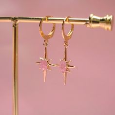 Pink North Star Earrings - Ximena Rosé Jewelry Pink Zircon, Disney Earrings, Earrings Star, Nautical Jewelry, Jewelry Minimalist, Sea Star, Rose Jewelry, Pink Gemstones, Earrings Pink