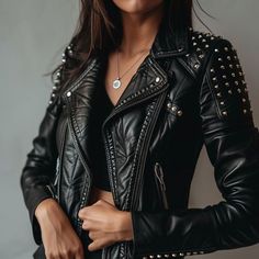 Elevate your style with our bespoke studded leather jackets. Perfect for those who dare to be different, each jacket is crafted to reflect your unique personality and flair. ✨ Tailor Your Fit: ��✨ Personalized Embellishments: ✨ Premium Quality: ✨ Distinctive Features: ✨ Quality & Comfort: . . . . . #LeatherJacket #StuddedJacket #WomenFashion #MenFashion Leather Accessories Handmade, Studded Leather Jacket, Studded Jacket, Dare To Be Different, Studded Leather, Be Different, Leather Jackets Women, Men's Collection, Leather Jackets