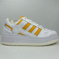 - Adidas - Brand New Condition - Women's - Size 8.5 - Yellow/White This Pair Is Brand New In Original Box. Shoes In Photos Is The Exact Pair You Are Purchasing. Your Satisfaction Is Very Much Appreciated, Please Reach Out Is You Have Any Questions. Final Sale Thank You For Your Purchase. Yellow Adidas Lace-up Sneakers, Yellow Sporty Skate Shoes With Contrast Sole, Sporty Yellow Low-top Skate Shoes, Yellow Low-top Sneakers With Contrast Sole, Adidas White Platform Sneakers With Boost Midsole, Yellow Leather Adidas Sneakers, Yellow Custom Sneakers With Translucent Outsole For Sports, Adidas Yellow Leather Sneakers, Yellow High-top Custom Sneakers With Translucent Outsole