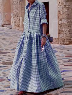 Style Bleu, Long Dresses Elegant, Look Casual Chic, Shirt Dress Summer, Elegant Party Dresses, Leisure Fashion, Loose Outfit, Dress Shirts For Women, Maxi Dresses Casual