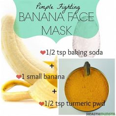 Face Mask For Tan Removal, Banana Face Mask, Mask Recipes, How To Reduce Pimples, Turmeric Face Mask, Tumeric Face Mask, Skin Care Routine For 20s, Get Glowing Skin, Acne Face Mask