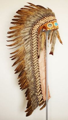 HAND CRAFTED EXTRA LARGE HANDMADE BROWN FEATHER HEADDRESS (43 INCH LONG ) | eBay Chiefs Headdress, Indian Hat, Native American Headdress, Native American Quotes, Indian Headdress, Native American Crafts, Feather Headdress, Brown Stone, Indian Chief