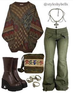 Peony Aesthetic, Street Outfits, Mode Hippie, Earthy Outfits, Estilo Hippie, Aesthetic Streetwear, Fairy Grunge, Hippie Outfits