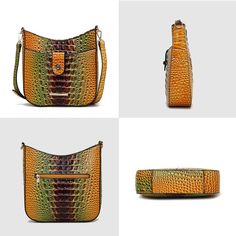 Introducing our vibrant and stylish Giovana Crossbody Bag, an exquisite accessory that combines fashion and functionality. Crafted from high-quality gradient rainbow faux crocodile-embossed material, this bag offers a unique and eye-catching texture that adds a bold touch to any outfit. The exterior features a front slip pocket with a sleek turn-lock closure, providing easy access to items you need on the go while ensuring they remain secure. The top zipper closure reveals a spacious interior de Elegant Multicolor Shoulder Bag With Adjustable Strap, Luxury Multicolor Bag With Adjustable Strap, Rainbow Crossbody Shoulder Bag For Everyday Use, Rainbow Crossbody Bag For Everyday Use, Elegant Multicolor Crossbody Shoulder Bag, Multicolor Leather Shoulder Bag With Cell Phone Pocket, Luxury Multicolor Handheld Shoulder Bag, Elegant Multicolor Shoulder Bag With Phone Pocket, Slider Necklace