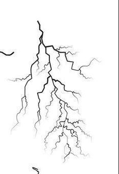 a black and white drawing of a lightning bolt