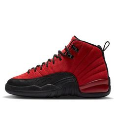 (GS) Air Jordan 12 Retro 'Reverse Flu Game' 153265-602 - KICKS CREW Nike Gear, Retro Basketball Shoes, Air Jordan 12, Jordan Shoes Retro, Shoes Sneakers Jordans, Kids Basketball, Shoes Retro, Game Black, Air Jordan 12 Retro