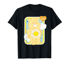 PRICES MAY VARY. Care Bears Funshine Bear is 100% authentic, officially licensed Care Bears apparel, that comes in t shirt, v-neck, tank top, longsleeve, pullover hoodie, sweatshirt, raglan, styles! The Care Bears are characters painted by Elena Kucharik in 1981 for use on greeting cards by American Greetings. Each bear comes in a different color and has a specialized insignia on its belly called a "belly Badge" that represents its personality. Lightweight, Classic fit, Double-needle sleeve and Care Bears Funshine Bear, The Care Bears, Funshine Bear, American Greetings, Care Bear, Bear T Shirt, Care Bears, Types Of Shirts, Hoodie Sweatshirt