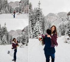 a woman carrying a man on her back in the snow