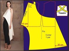 an image of a woman's dress sewing pattern with the cut out and measurements