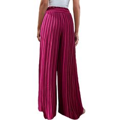 Rosy High Waisted Wide Leg Pants with Belt Pink High Waist Pleated Bottoms, Casual Pleated Pants For Party, High Waist Pleated Pants For Party, Pleated High Waist Pants For Party, Pleated Trousers For Party, Pleated Party Trousers, Summer Full Length Pleated Bottoms, Pleated Full Length Summer Bottoms, Pink Ankle-length Wide Leg Pants For Party