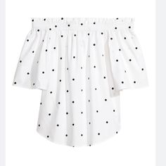 H&M Off-The-Shoulder Short Sleeve White With Black Dots. Fun And Unique! Short Sleeves To About Elbow Length. Elastic Top To Wear Off The Shoulders. Lightweight Cotton. Flowy, Loose Fit. Brand New With Tags And Still In The Original Package And Never Opened Or Taken Out. Plaid Tunic Dress, Black Polka Dot Top, Batwing Blouse, Black Sheer Blouse, Puff Sleeve Shirt, Elastic Top, Hipster Outfits, Plaid Tunic, Black Sleeveless Top