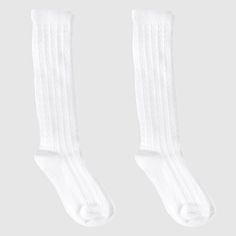 GirlsCasual Socks Cat & Jack 2 Pk White M, Girl's White Knee-high School Socks, White Cotton School Socks, White Casual Knee-high Socks For School, Casual White Knee-high Socks For School, Casual Fitted School Hosiery, White Stretch School Socks, Casual Stretch Hosiery For School, White School Socks, White Long Socks