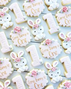 some bunny cookies are on a table