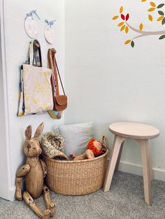 Stool Frisk in natural color Small Wooden Stool, Montessori Room, Small Bookcase, Plywood Furniture