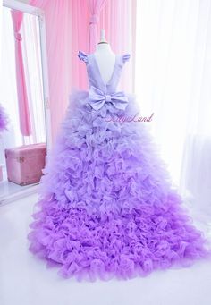 Fairy Princess Costume, Poofy Dress, Birthday Style, Baby Birthday Dress, Ruffle Prom Dress, Dress With Train, Dress Lilac, Puffy Dresses, Lilac Wedding