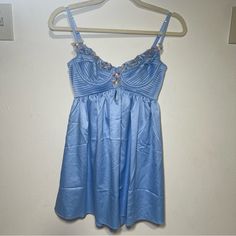 Nwot. Never Used. No Flaws. Blue Sleeveless Dress For Wedding Night, Light Blue Dress For Wedding Night, Flirty Sleeveless Blue Dress, Blue Feminine Dress With Sweetheart Neckline, Feminine Blue Dress With Sweetheart Neckline, Blue Feminine Mini Dress For Daywear, Blue Fitted Mini Dress For Night, Blue Mini Dress With Sweetheart Neckline And Lining, Blue V-neck Summer Mini Dress