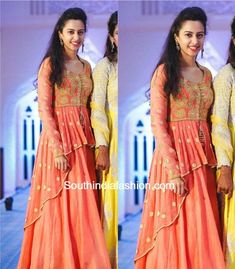 Peach Lehenga, Peach Gown, Long Blouse Designs, Lehenga Blouse Designs, Long Frock, Long Gown Dress, Salwar Kamiz