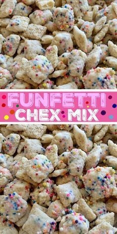 a pile of funfetti chex mix cookies with sprinkles on top