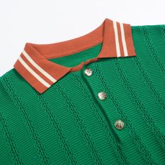 - Knitted polo- 100% cotton yarn- Unlined- Regular fit- Machine washable Fabric & Care- Delicate Machine Wash at 30 degrees(86℉) with similar colors.- Iron inside out on low temperature.- Store flat.- Do not tumble dry.- Do not bleach. Green Cotton Polo Shirt With Ribbed Collar, Classic Green Polo Collar Sweater, Green Cotton Short Sleeve Polo Sweater, Classic Fitted Green Polo Sweater, Green Fitted Classic Polo Sweater, Fitted Classic Green Polo Sweater, Classic Green Sweater With Ribbed Collar, Green Knit Collared Tops, Green Collared Knit Top