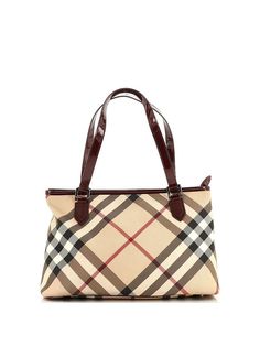 Burberry Tote Size: One Size Bags - used. 100% Coatead Canvas | Burberry Tote Bag: Brown Bags Bag Inspo Aesthetic, Burberry Bag Outfit, Burberry Handbags Outfit, Fall Thrifting, Burberry Vintage Bag, Burberry Haymarket Tote, Burberry Tote Bag, Vintage Burberry Bag Lyst, Burberry Purse