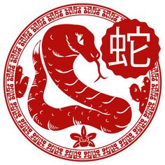 a red and white chinese zodiac sign with a snake on it's back royalty illustration