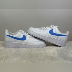 New Nike Air Force 1 Next Nature Size Women’s 8.5 Color White, University Blue Rubber Outsole, Low Cut Padded Collar, Brand New, Never Worn, No Box Blue Nike Air Force 1 With Round Toe, Air Force Women, Blue Tick, New Nike Air Force, Air Force Blue, New Nike Air, University Blue, Nike Air Force 1, New Nike