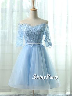 Cute Lace Short Light Blue Prom Dresses, Light Blue Homecoming Dresses, Bridesmaid Dresses Light Blue Homecoming Dresses, Elegant Homecoming Dresses, Dresses Light Blue, Cute Formal Dresses, Light Blue Prom Dress, Tulle Homecoming Dress, Blue Homecoming Dresses, Elegant Party Dresses, Dresses Homecoming