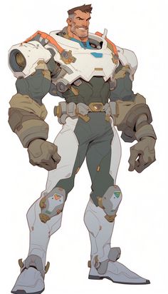 an animated character is standing with his arms out and hands in the air, while wearing armor