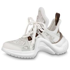 (WMNS) LOUIS VUITTON Archlight 1.0 Sneakers 'Beige with Monogram' 1AAIX1 Luxury Beige Sneakers With Laces, Lv Archlight Sneaker, Archlight Sneaker, Louis Vuitton Logo, S Monogram, Lv Monogram, Wedge Sneakers, Adidas Tubular Defiant, Personal Shopper